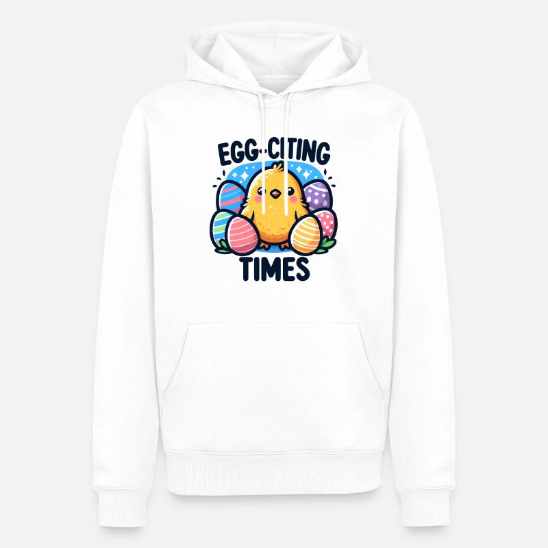 Lustiges Oster-Design - Eier-Zitier-Zeiten - Männer Premium Bio Hoodie - Weiß