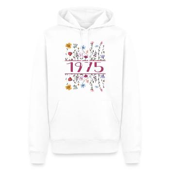 1975 Légendaire Depuis 1975 Anniversaire 1975 Femmes - Sweat à capuche Premium bio Homme - blanc - Devant - Nico (187cm)