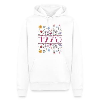 1970 Légendaire Depuis 1970 Anniversaire 1970 Femmes - Sweat à capuche Premium bio Homme - blanc - Devant - Nico (187cm)
