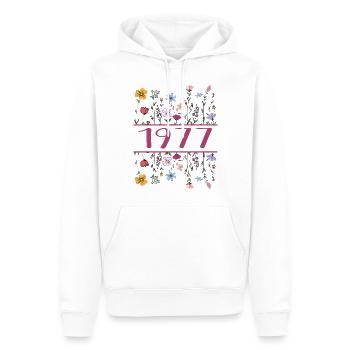 1977 Légendaire Depuis 1977 Anniversaire 1977 Femmes - Sweat à capuche Premium bio Homme - blanc - Devant - Nico (187cm)