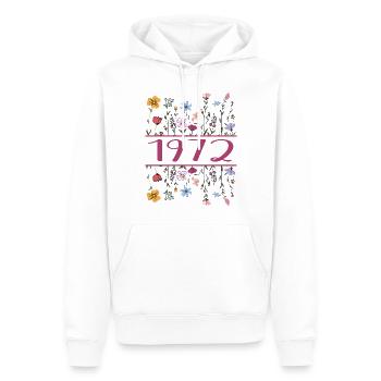 1972 Légendaire Depuis 1972 Anniversaire 1972 Femmes - Sweat à capuche Premium bio Homme - blanc - Devant - Nico (187cm)