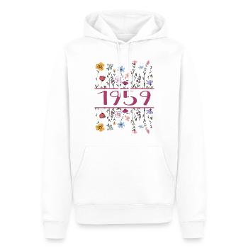 1959 Légendaire Depuis 1959 Anniversaire 1959 Femmes - Sweat à capuche Premium bio Homme - blanc - Devant - Nico (187cm)