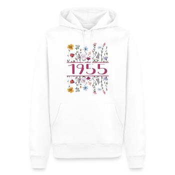 1955 Légendaire Depuis 1955 Anniversaire 1955 Femmes - Sweat à capuche Premium bio Homme - blanc - Devant - Nico (187cm)