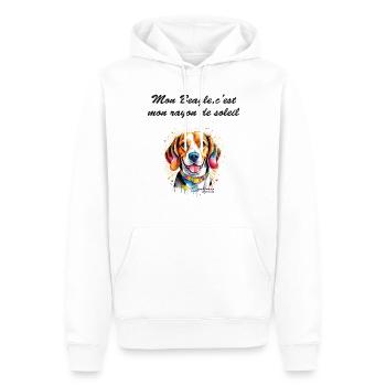 beagle rayon de soleil - Sweat à capuche Premium bio Homme - blanc - Devant - Nico (187cm)