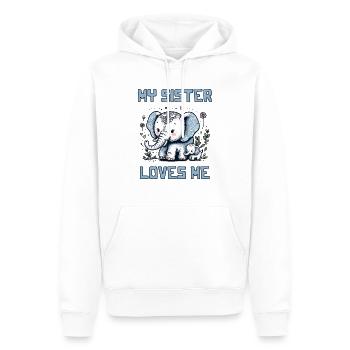 Ma sœur m’aime - Dictons de bébé - Meine Schweste - Sweat à capuche Premium bio Homme - blanc - Devant - Nico (187cm)