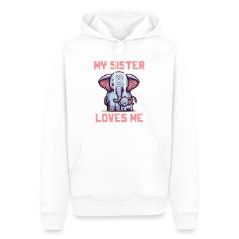 Ma sœur m’aime - Dictons de bébé - Meine Schweste - Sweat à capuche Premium bio Homme - blanc - Devant - Nico (187cm)