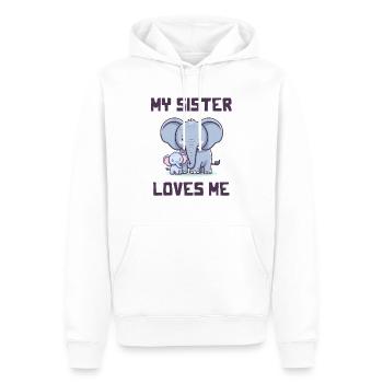 Ma sœur m’aime - Dictons de bébé - Meine Schweste - Sweat à capuche Premium bio Homme - blanc - Devant - Nico (187cm)