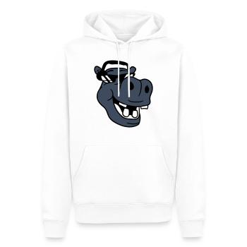hippopotame rieur comique visage fête musique de club - Sweat à capuche Premium bio Homme - blanc - Devant - Nico (187cm)