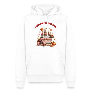 The Fall Girls Loves Books, Pumpkins and Spice - Men’s Premium Organic Hoodie - white - Front - Nico (187cm)