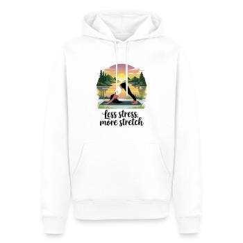 Weniger Stress, mehr Dehnung - Männer Premium Bio Hoodie - Weiß - Vorne - Nico (187cm)