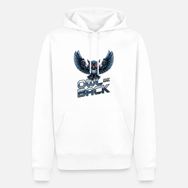Eule Sei zurück - Männer Premium Bio Hoodie - Weiß