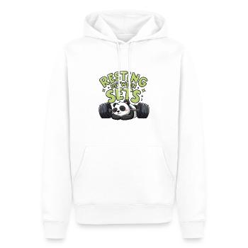 Repos entre les séries - Sweat à capuche Premium bio Homme - blanc - Devant - Nico (187cm)