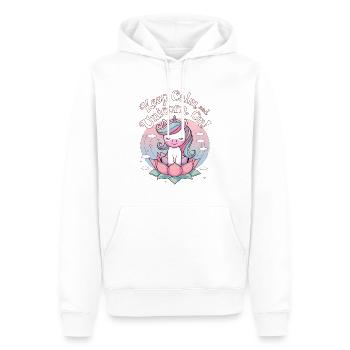Gardez votre calme et votre licorne ! - Sweat à capuche Premium bio Homme - blanc - Devant - Nico (187cm)