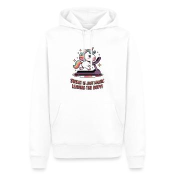 La transpiration est tout simplement magique en quittant le corps ! - Sweat à capuche Premium bio Homme - blanc - Devant - Nico (187cm)