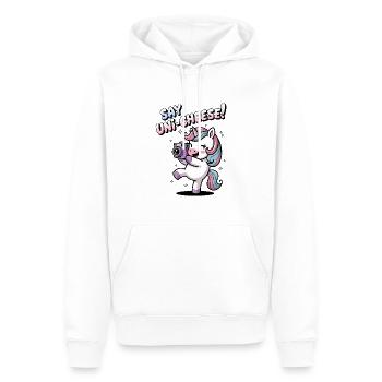 Sagen Sie Uni-Cheese! - Männer Premium Bio Hoodie - Weiß - Vorne - Nico (187cm)