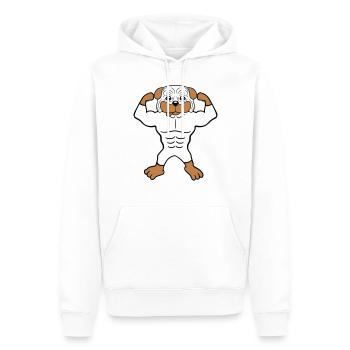 Chien Bodybuilder Muscles forts Gym Haltérophilie - Sweat à capuche Premium bio Homme - blanc - Devant - Nico (187cm)