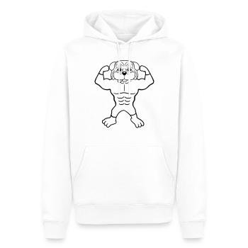 Chien Bodybuilder Muscles forts Gym Haltérophilie - Sweat à capuche Premium bio Homme - blanc - Devant - Nico (187cm)