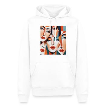Portraits abstraits de femmes - Sweat à capuche Premium bio Homme - blanc - Devant - Nico (187cm)