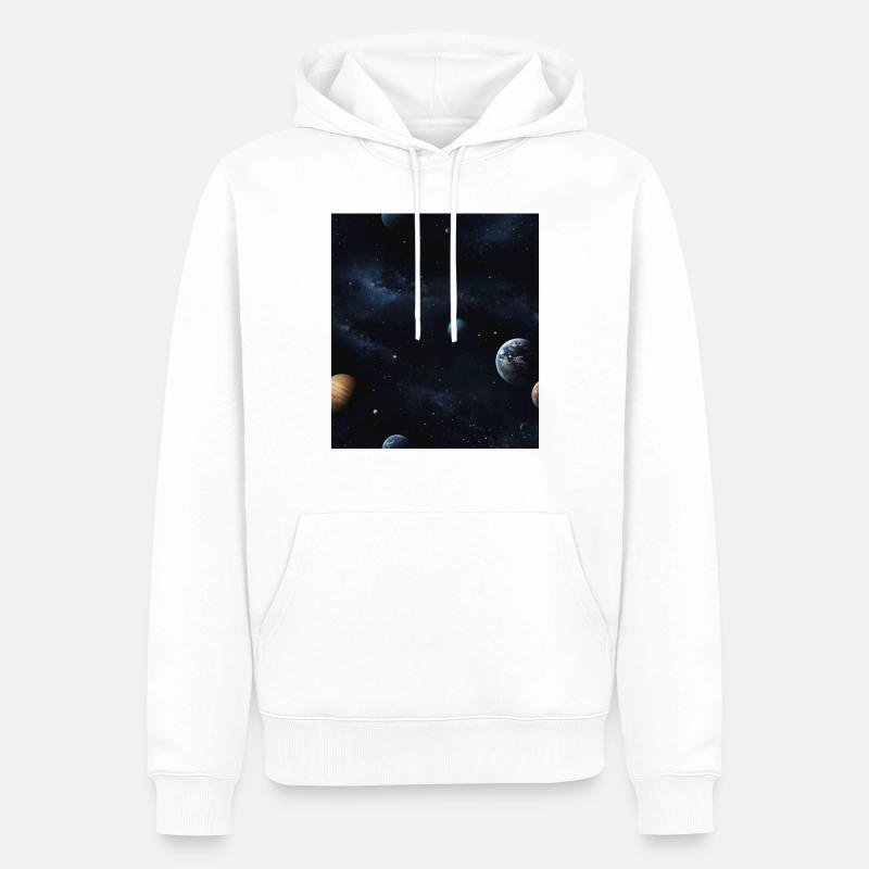 Planètes dans l’espace - Sweat à capuche Premium bio Homme - blanc