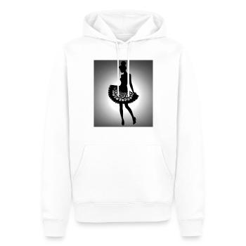 Silhouette einer Frau in einem Kleid mit Blumen - Männer Premium Bio Hoodie - Weiß - Vorne - Nico (187cm)