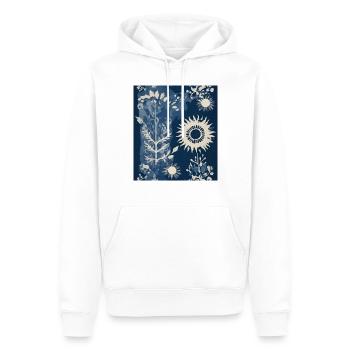Composition végétale abstraite - Sweat à capuche Premium bio Homme - blanc - Devant - Nico (187cm)