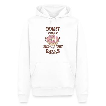 Donut Stress Just Relax - Men’s Premium Organic Hoodie - white - Front - Nico (187cm)