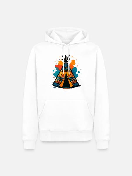 Tribal Teepee Splash - Männer Premium Bio Hoodie - Weiß