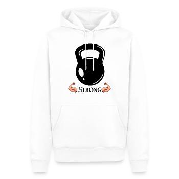 STRONG – Einfach. Kraftvoll. Klar. - Männer Premium Bio Hoodie - Weiß - Vorne - Nico (187cm)