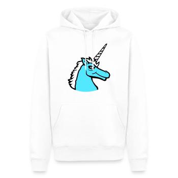 Licorne Cool Guy Sourire Maléfique Cheval de dessin animé - Sweat à capuche Premium bio Homme - blanc - Devant - Nico (187cm)
