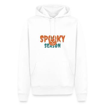 Gruselige Jahreszeit - Halloween - Kürbis - Geist - Gruselig - Männer Premium Bio Hoodie - Weiß - Vorne - Nico (187cm)