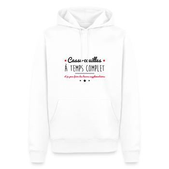 Casse-couilles à temps complet, humour - Sweat à capuche Premium bio Homme - blanc - Devant - Nico (187cm)