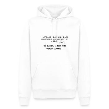 Parfois je me demande si les nuages nous ragardent - Sweat à capuche Premium bio Homme - blanc - Devant - Nico (187cm)
