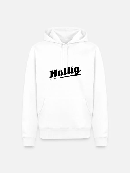 Hallig - Textdesign mit Stadtnamen - Männer Premium Bio Hoodie - Weiß