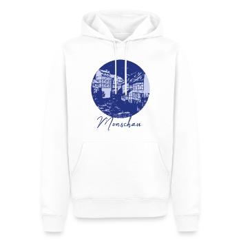 Monschau, skyline, ville, cercle, cercle bleu, violet - Sweat à capuche Premium bio Homme - blanc - Devant - Nico (187cm)