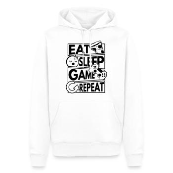 Eat sleep game repeat - Men’s Premium Organic Hoodie - white - Front - Nico (187cm)