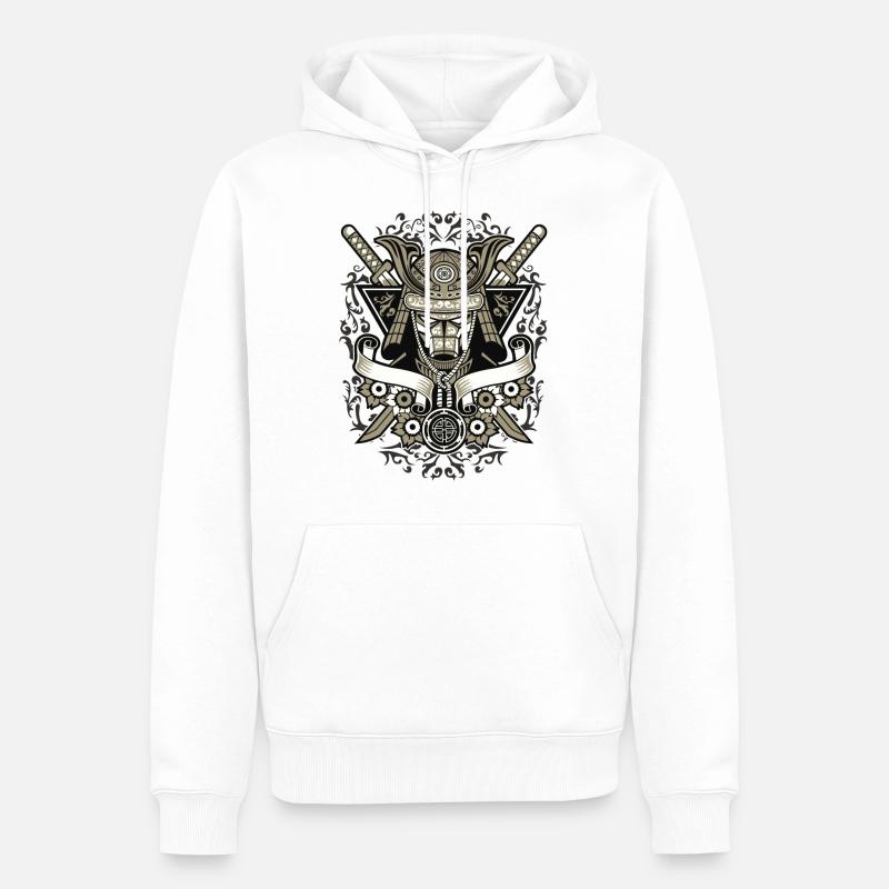 Samouraï - Sweat à capuche Premium bio Homme - blanc