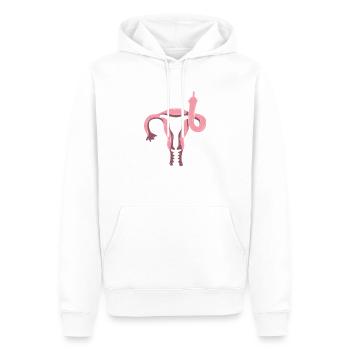 Uterus Zeigt Mittelfinger - Männer Premium Bio Hoodie - Weiß - Vorne - Nico (187cm)