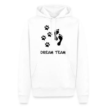 Ton chien et toi l’équipe de rêve. Chien ami - Sweat à capuche Premium bio Homme - blanc - Devant - Nico (187cm)