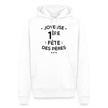 fete des peres 3 - Sweat à capuche Premium bio Homme - blanc - Devant - Nico (187cm)