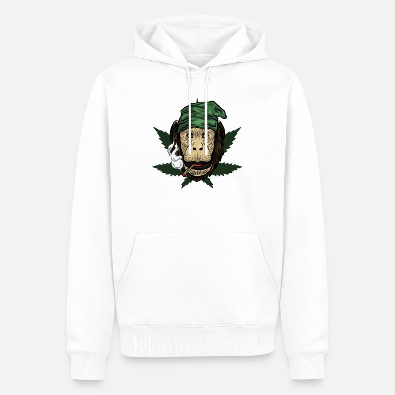 Kiffender Affe Mit Joint - Männer Premium Bio Hoodie - Weiß