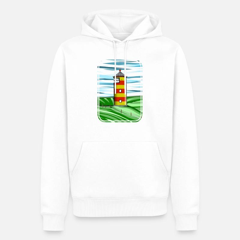 Phare pilsumer, allemagne - Sweat à capuche Premium bio Homme - blanc