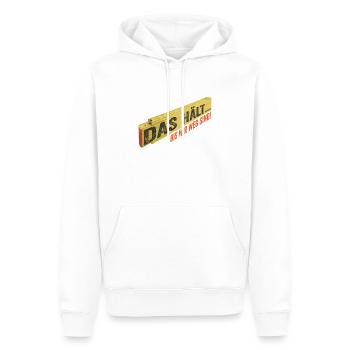 Zollstock Das hält bis wir weg sind - Männer Premium Bio Hoodie - Weiß - Vorne - Nico (187cm)