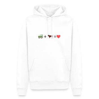 Tracteur + vache = bonheur - Sweat à capuche Premium bio Homme - blanc - Devant - Nico (187cm)
