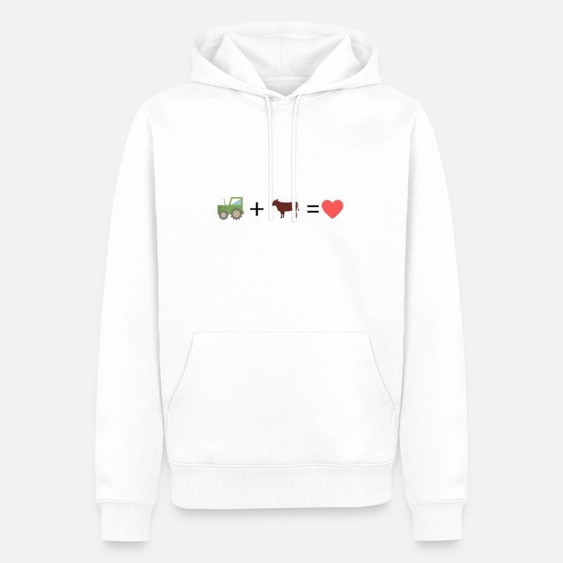 Traktor + Kuh = Glück - Männer Premium Bio Hoodie - Weiß