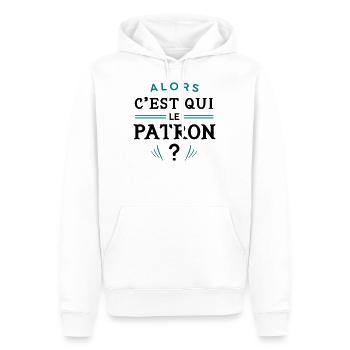 qui est le patron - Sweat à capuche Premium bio Homme - blanc - Devant - Nico (187cm)