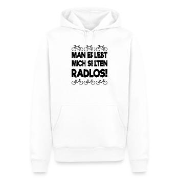 Man erlebt mich selten Radlos | Rad - Männer Premium Bio Hoodie - Weiß - Vorne - Nico (187cm)