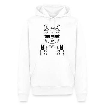 Llama Alpaca Peace Hand Gesture - Men’s Premium Organic Hoodie - white - Front - Nico (187cm)