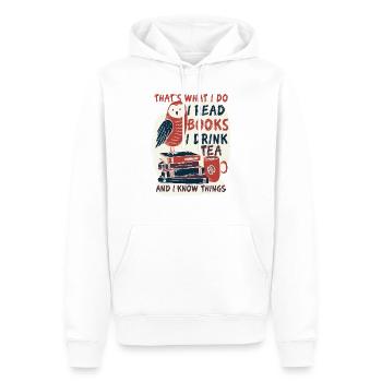 C'est ce que je fais je lis des livres je bois du thé - Sweat à capuche Premium bio Homme - blanc - Devant - Nico (187cm)