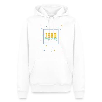 Qualité du millésime 1980 - Sweat à capuche Premium bio Homme - blanc - Devant - Nico (187cm)