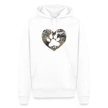 Hundepfote Herz Vintage Camouflage - Männer Premium Bio Hoodie - Weiß - Vorne - Nico (187cm)